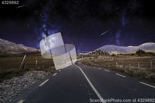 Image of asphalt road over night sky or space