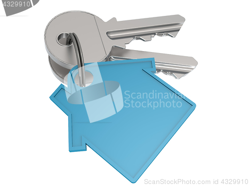 Image of House key with blue house icon