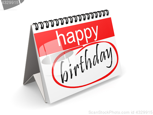 Image of Happy birthday on red and white calendar