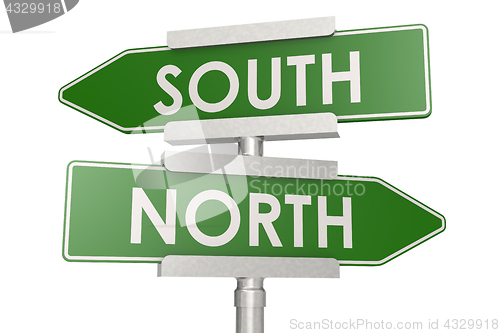 Image of Norht and south green road sign
