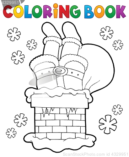 Image of Coloring book chimney with Santa Claus