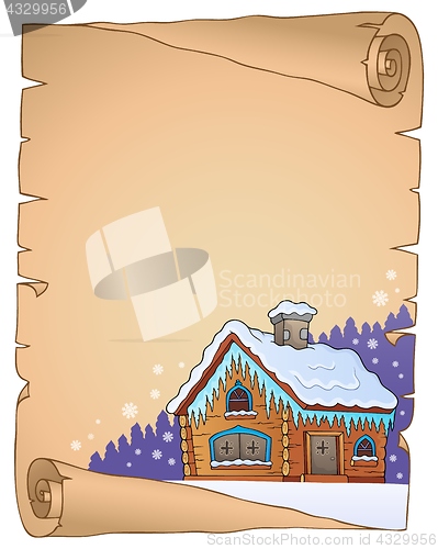 Image of Winter cottage theme parchment 1