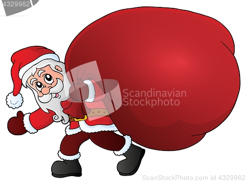 Image of Santa Claus with big gift bag theme 1
