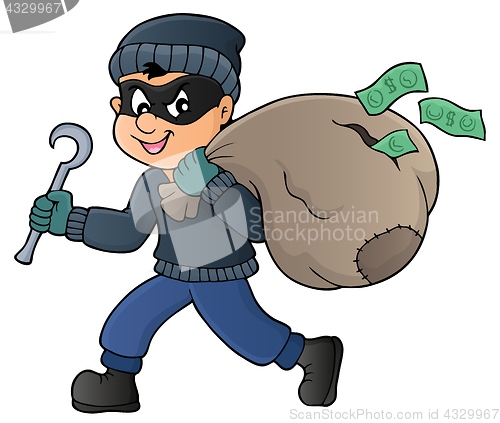 Image of Thief with bag of money theme 1
