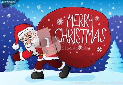 Image of Santa Claus with big gift bag theme 4