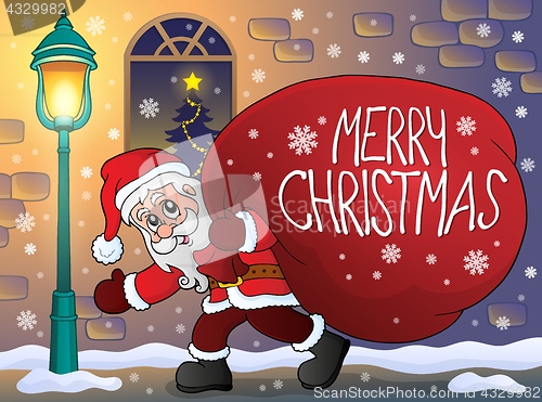 Image of Santa Claus with big gift bag theme 3