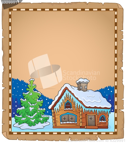 Image of Winter cottage theme parchment 2