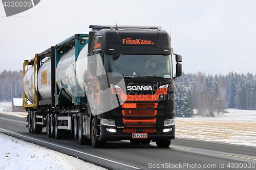 Image of Scania S500 Tank Container Transport in Winter