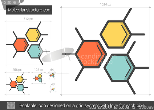 Image of Molecular structure line icon.