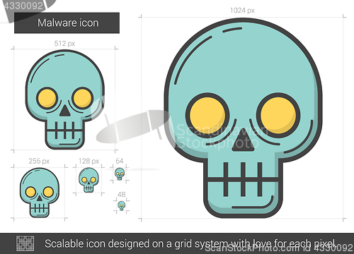 Image of Malware line icon.