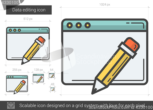 Image of Data editing line icon.