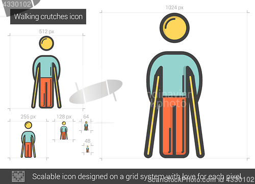 Image of Walking crutches line icon.