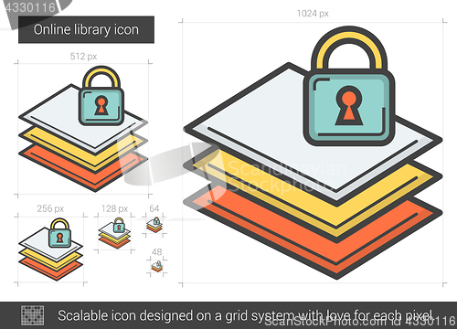 Image of Online library line icon.