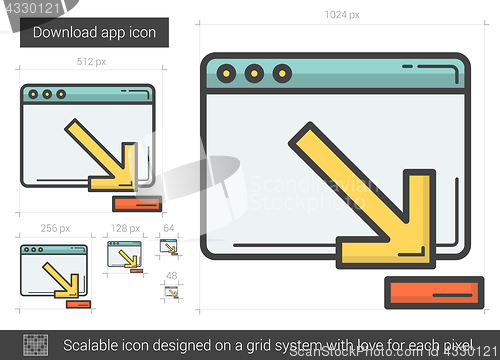 Image of Download app line icon.