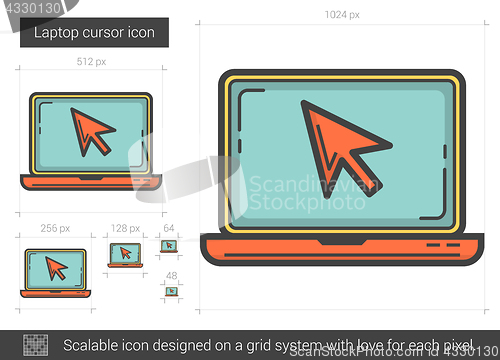 Image of Laptop cursor line icon.