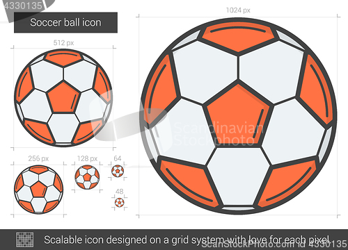 Image of Soccer ball line icon.