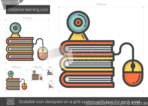 Image of Distance learning line icon.