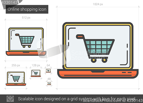 Image of Online shopping line icon.