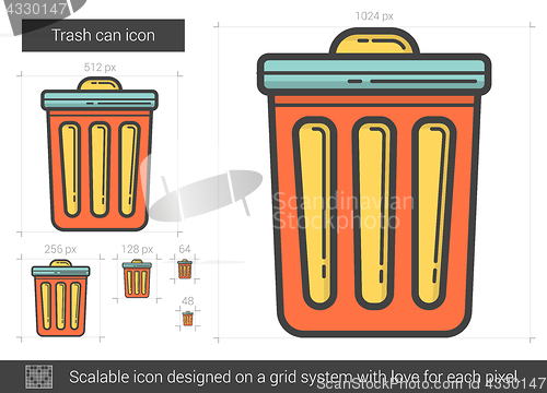 Image of Trash can line icon.