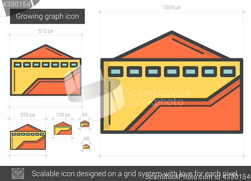 Image of Growing graph line icon.