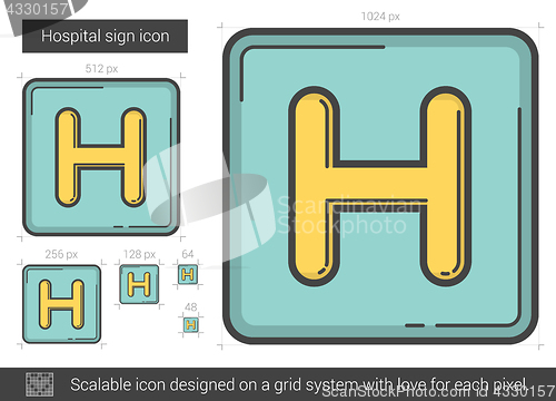 Image of Hospital sign line icon.