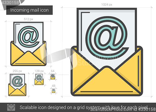 Image of Incoming mail line icon.