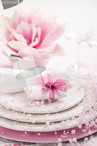 Image of Place setting in pink tone