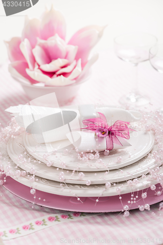 Image of Place setting in pink tone