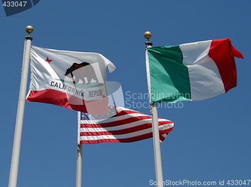 Image of California, U.S.A. and Italy flags
