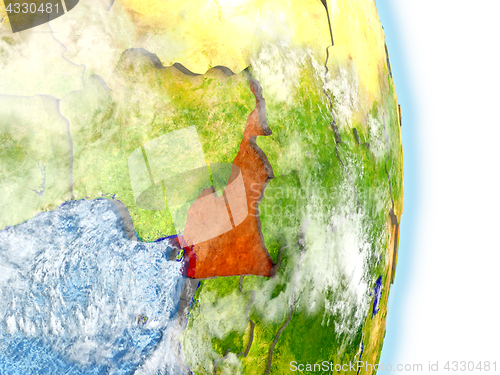 Image of Cameroon in red on Earth