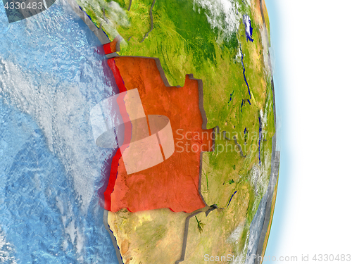 Image of Angola in red on Earth