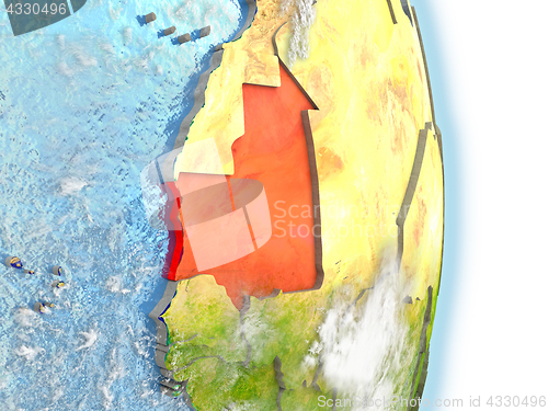 Image of Mauritania in red on Earth
