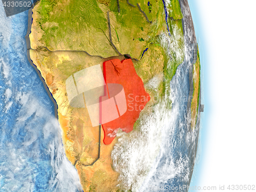 Image of Botswana in red on Earth