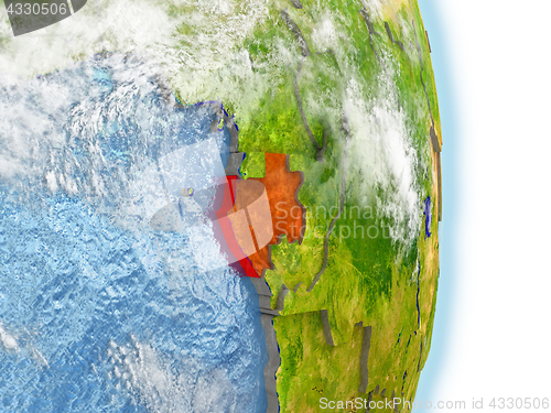 Image of Gabon in red on Earth
