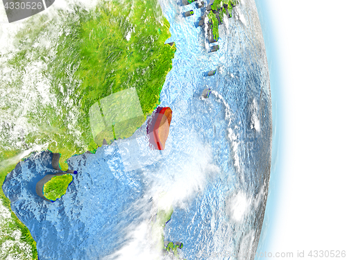 Image of Taiwan in red on Earth