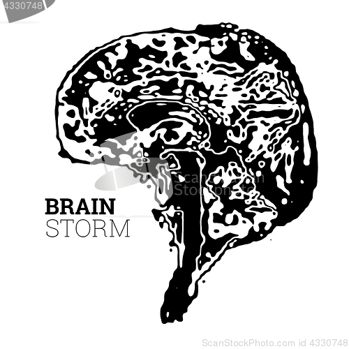 Image of The brain in the form of a topographic map. The concept of modern technology, data transfer between neurons.