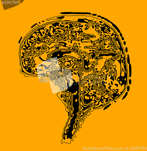 Image of The brain in the form of a topographic map. The concept of modern technology, data transfer between neurons.