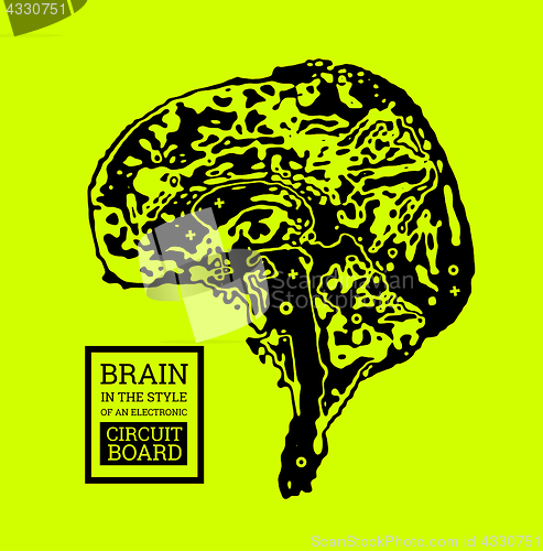 Image of The brain is in the form of a topographic map or an electronic printed circuit board