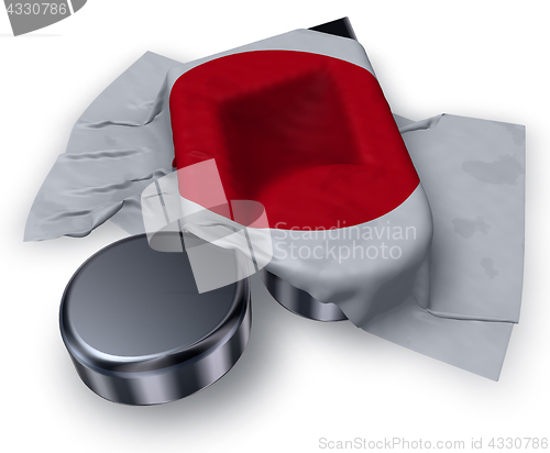 Image of music note symbol symbol and flag of japan - 3d rendering