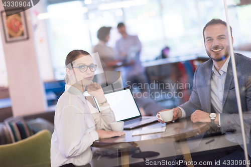 Image of startup Business team Working With laptop in creative office