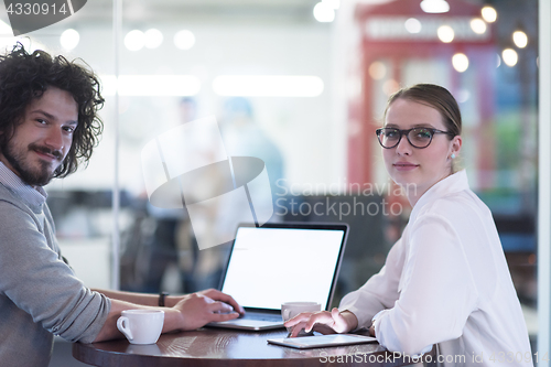 Image of startup Business team Working With laptop in creative office