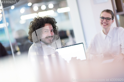 Image of startup Business team Working With laptop in creative office