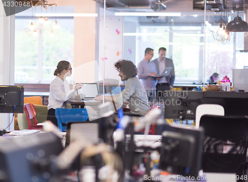 Image of startup Business team Working With laptop in creative office