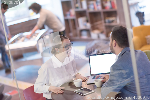 Image of startup Business team Working With laptop in creative office