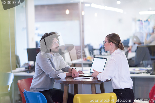 Image of startup Business team Working With laptop in creative office