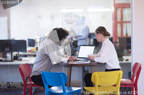 Image of startup Business team Working With laptop in creative office