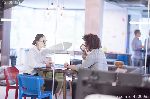 Image of startup Business team Working With laptop in creative office