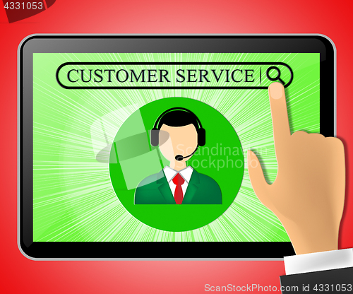 Image of Customer Service Tablet Represents Support 3d Illustration