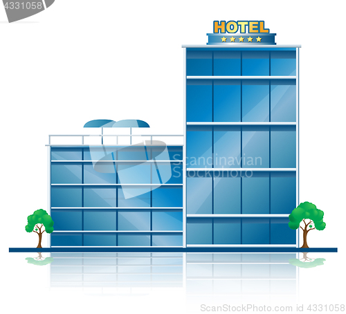 Image of Hotel Vacation Showing City Accomodation 3d Illustration