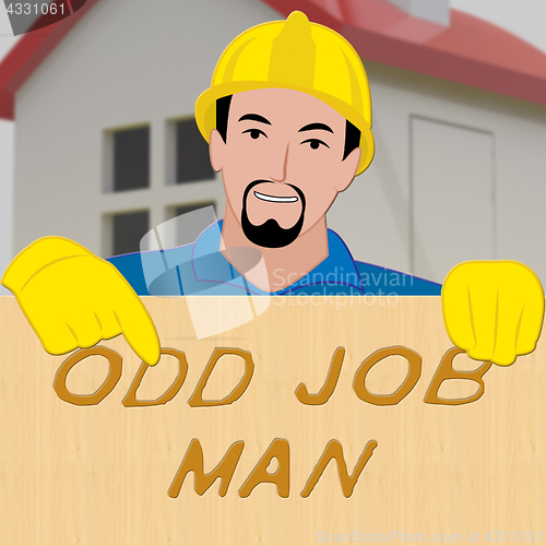 Image of Odd Job Man Showing House Repair 3d Illustration